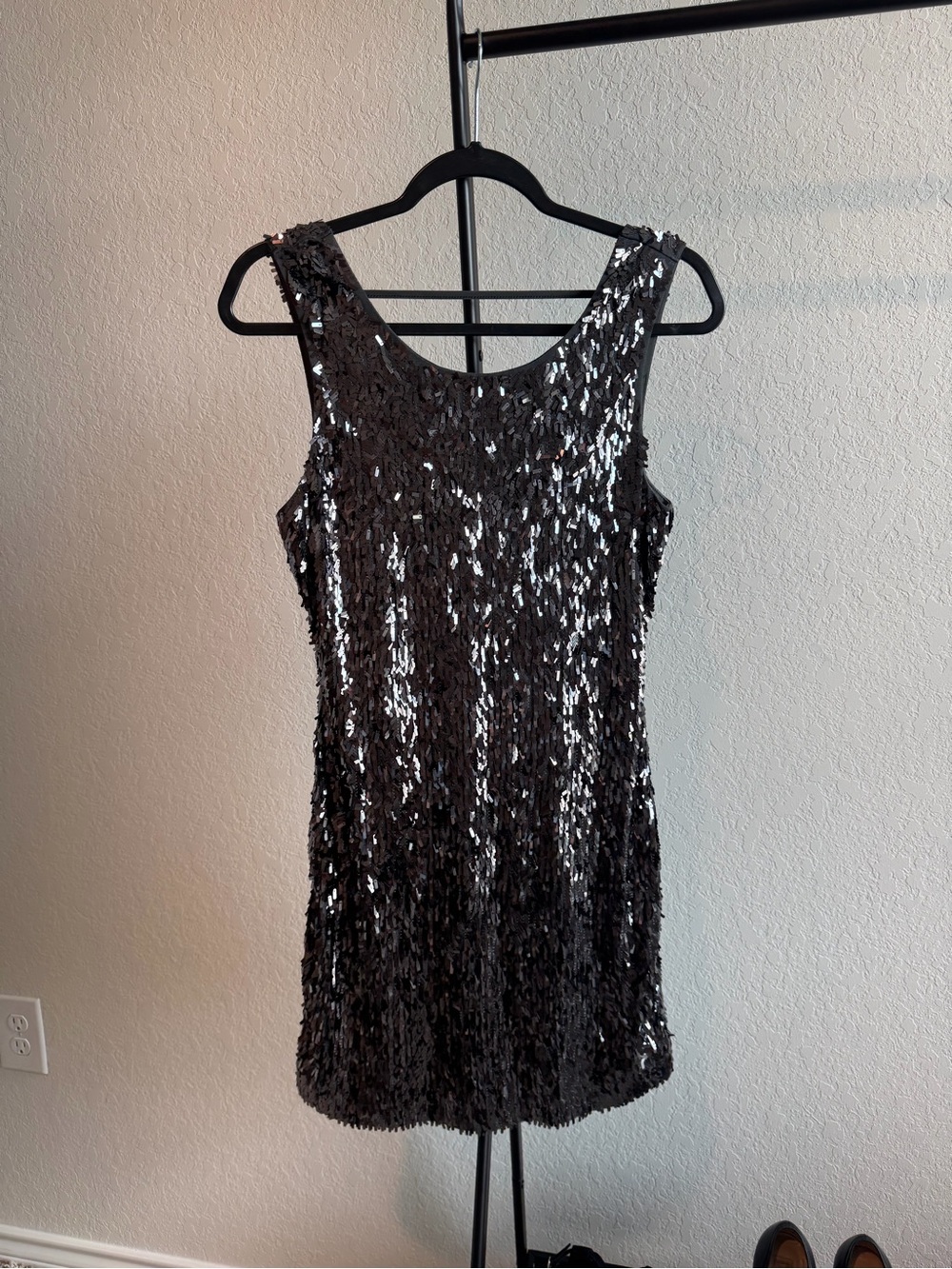 Express Black Sequin Tank Dress